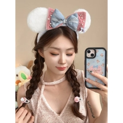 Cài Tóc Tai Gấu Trắng Đính Nơ Disney 17388