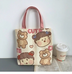 Túi Tote Vải Canvas In Hình Đủ Mẫu 32Cm Không Khoá Kéo 17674