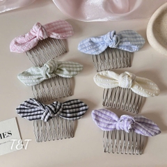 Set 2 Lược Bườm Xước Tóc Nơ Thắt Caro 17812