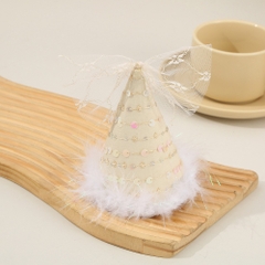 Kẹp Tóc Kiểu Nón Lông Vũ Chóp Nơ Ren Trắng Be 15468