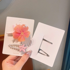Set 2 Kẹp Tóc Sao Biển Hoa Lan Đính Ngọc Trai Đi Biển 17942