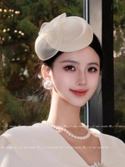 Cài Tóc Dạng Mũ Công Nương Phối Ren Nhụy Hoa 17438