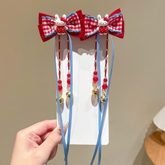 Set 2 Kẹp Tóc Phối Tóc Giả Nơ Nhung Thỏ Kitty 16430