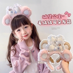 Cài Tóc Lông Xù Tai Gấu Đính Nơ Cún Tai Xù Viền Ren 16153