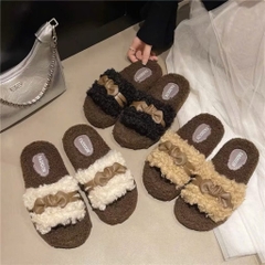 Dép Lông Xù Đi Trong Nhà Quai Nơ 16455