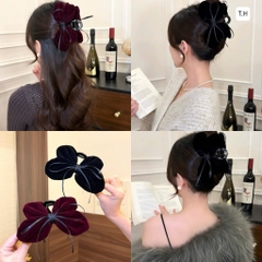 Kẹp Tóc Nhựa Hình Cung Nơ Nhung Dây Ruy Băng Mỏng 16612