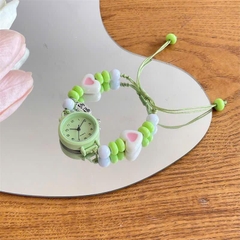 Đồng Hồ Dây Chỉ Rút Hạt Ngọc & Charm Trái Tim 16638