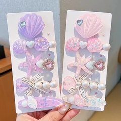 Set 2 Kẹp Tóc Hình Vỏ Sò Sao Biển Óng Ánh 15534