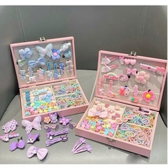 Hộp Cốp Da Phụ Kiện 156 Cột Kẹp Tóc Cho Bé Kèm Túi 16362