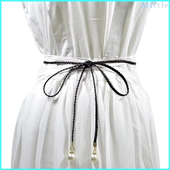 Dây Bện Cói Mỏng Thắt Lưng 2 Đầu Ngọc Trai Thời Trang 15694