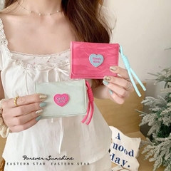 Ví Nữ Ngắn Da Đẹp Họa Tiết Trái Tim Candy Girl Kèm Dây 15316