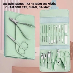 Bộ Làm Móng 16 Chi Tiết Túi Da Xanh Mint 16208