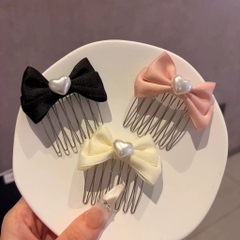 Set 2 Lược Bườm Xước Tóc Nơ Vải Đính Trai Tim 17979