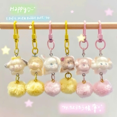 Dây Móc Điện Thoại Kiểu Charm Móc Khoá Thú Nằm Lông Cục Bông 17090