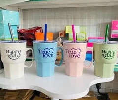 Ly Nhựa Có Quai TRUE LOVE Kèm Ống Hút 16717