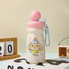 Bình Giữ Nhiệt 500ml Cartoon Nắp Tròn Hoạ Tiết Cún Kèm Quai Dẻo 17576