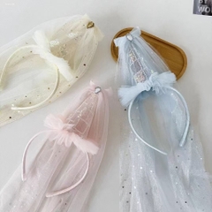 Cài Tóc Kiểu Nón Chóp Nhựa Viền Voan Phối Voan Dài 15522