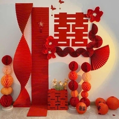 Dải Giấy Đỏ Xếp Quạt 30cm*3m Decor Trang Trí 17003