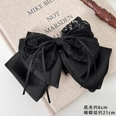 Kẹp Tóc Dạng Kẹp Răng Nơ Vải Phối Ren Thắt Nơ Ruy Băng Mỏng 16130