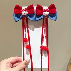 Set 2 Kẹp Tóc Phối Tóc Giả Nơ Nhung Thỏ Kitty 16430