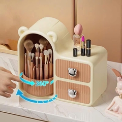 Tủ / Kệ Đựng Mỹ Phẩm, Đựng Cọ Xoay 360 Tai Gấu 2 Ngăn 15715