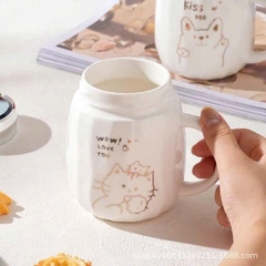 Ly Sứ Có Quai Có Nắp Gương Họa Tiết Họa Tiết Hoạt Hình 16652