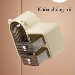 Tủ / Kệ Đựng Mỹ Phẩm, Đựng Cọ Xoay 360 Tai Gấu 2 Ngăn 15715