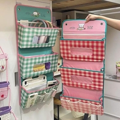 Túi Vải Treo Tường Gấp Gọn 3 Ngăn Caro 15568