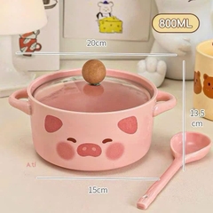 Bát Nồi Sứ Hoạt Hình Có Nắp Đậy Hình Heo 17316