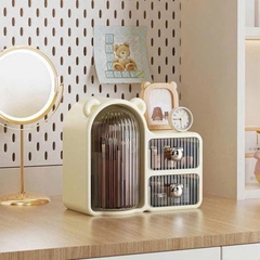 Tủ / Kệ Đựng Mỹ Phẩm, Đựng Cọ Xoay 360 Tai Gấu 2 Ngăn 15715
