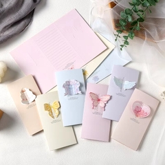 Thiệp Dài Gấp 3 Họa Tiết Nổi Có Kẻ Ngang 15608