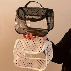 Túi Đựng Mỹ Phẩm Trong Suốt Lưới Hoạ Tiết Trái Tim 17122