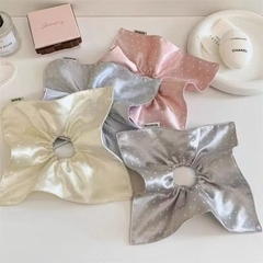 Cột Tóc Vải Scrunchies Vải Bóng Dạng Vuông Chấm Bi Trơn To 17689