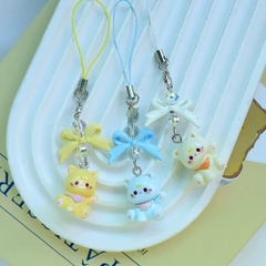 Dây Móc Điện Thoại Kiểu Charm Móc Khóa Chú Mèo Đeo Khăn & Nơ 16583