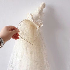 Cài Tóc Kiểu Nón Chóp Thắt Nơ Chóp Tròn Phối Voan Dài 15521