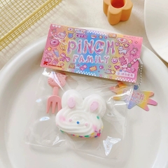 Mochi Bóp Dạng Thạch Dẻo Gấu Thỏ Trắng Kèm Nĩa Kitty PVN16800