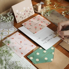 Thiệp Bìa Cứng Họa Tiết +Bao Thư+ Stamp 9*12cm 13625