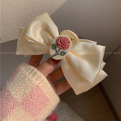 Kẹp Tóc Nhựa Phối Nơ Charm Hoa Hồng Xinh 9937