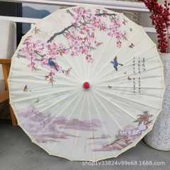 Ô Dù Cổ Trang Giấy Dầu Cán Gỗ 16595