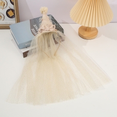 Cài Tóc Kiểu Nón Chóp Thắt Nơ Chóp Tròn Phối Voan Dài 15521