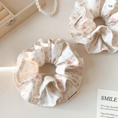 Cột Tóc Scrunchies 2 Lớp Hoa Nhí Nơ Hồng 17377