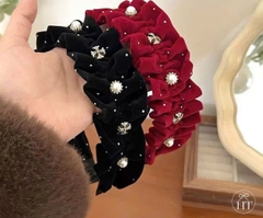 Cài Tóc Nhung Xếp Ly Đính Ngọc & Charm 4 Cánh Thời Trang 16553