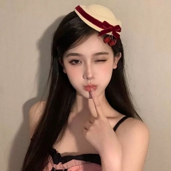 Kẹp Mỏ Vịt Mũ Công Nương Nơ Đá/ Cherry 17460