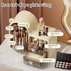 Tủ / Kệ Đựng Mỹ Phẩm, Đựng Cọ Xoay 360 Tai Gấu 2 Ngăn 15715