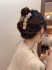 Kẹp Tóc Nhựa Cung Charm Tim Hoa Xinh 10105