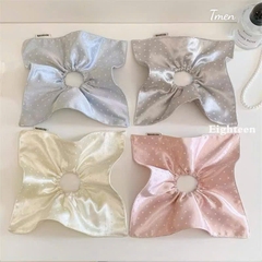 Cột Tóc Vải Scrunchies Vải Bóng Dạng Vuông Chấm Bi Trơn To 17689