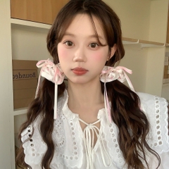 Cột Tóc Scrunchies Voan Hoa Xanh Hồng Nơ Ruybang PVN15602