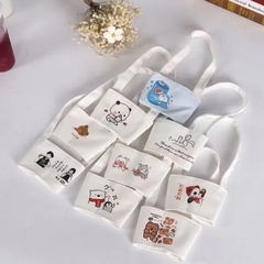 Túi Vải Canvas In Hình Đựng Ly/Bình Nước Dạng Xách 1 Nửa 16226