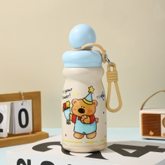Bình Giữ Nhiệt 500ml Cartoon Nắp Tròn Hoạ Tiết Cún Kèm Quai Dẻo 17576