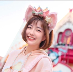 Cài Tóc Tai Lông Hồng Phối Vương Miện Nơ Disney 17392